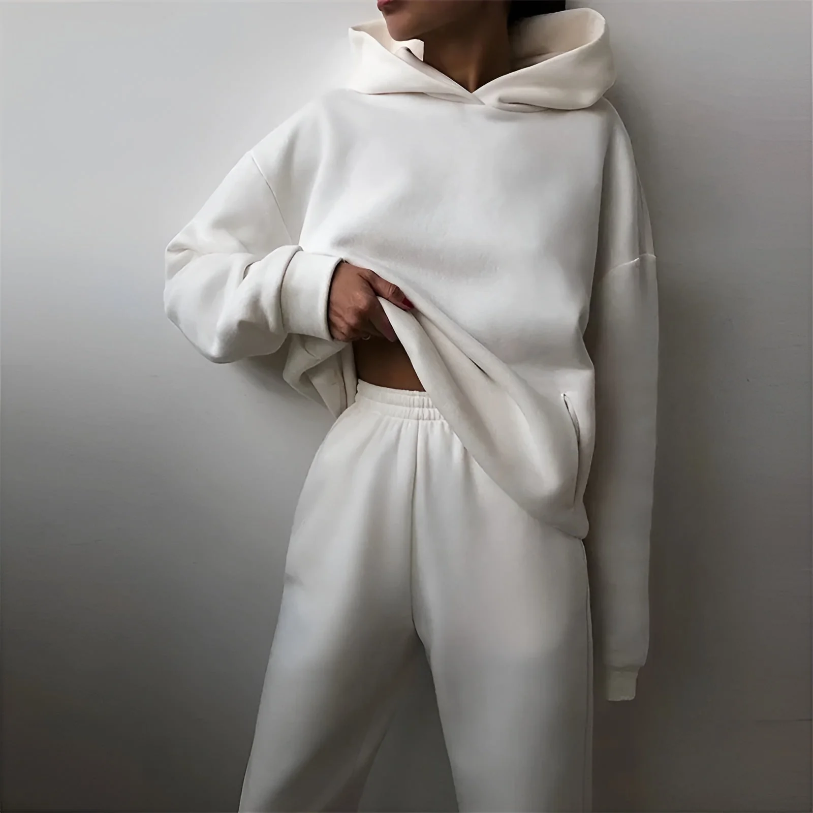 Ceylan Women’s Johnny Collar Knit Set Wide Leg Loungewear - Image 5