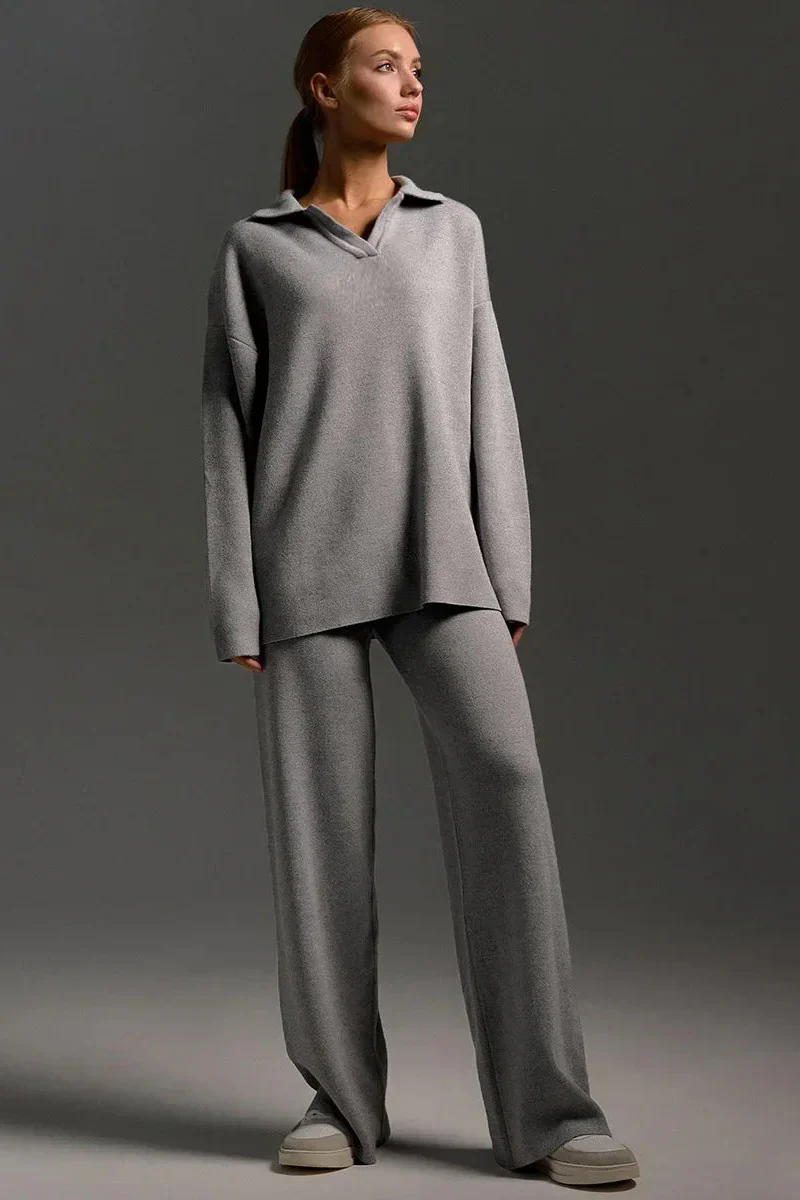Ceylan Women’s Johnny Collar Sweater Set Wide Leg Silhouette - Image 4