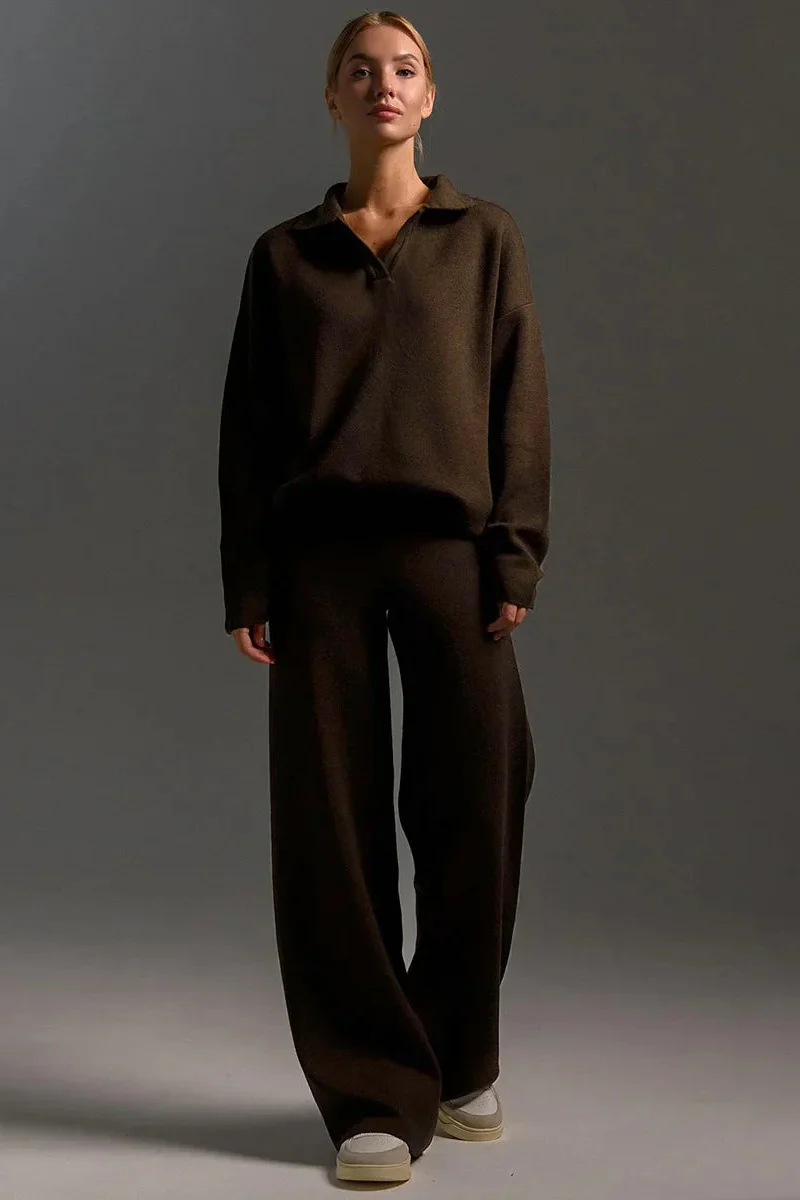 Ceylan Women’s Johnny Collar Sweater Set Wide Leg Silhouette - Image 5