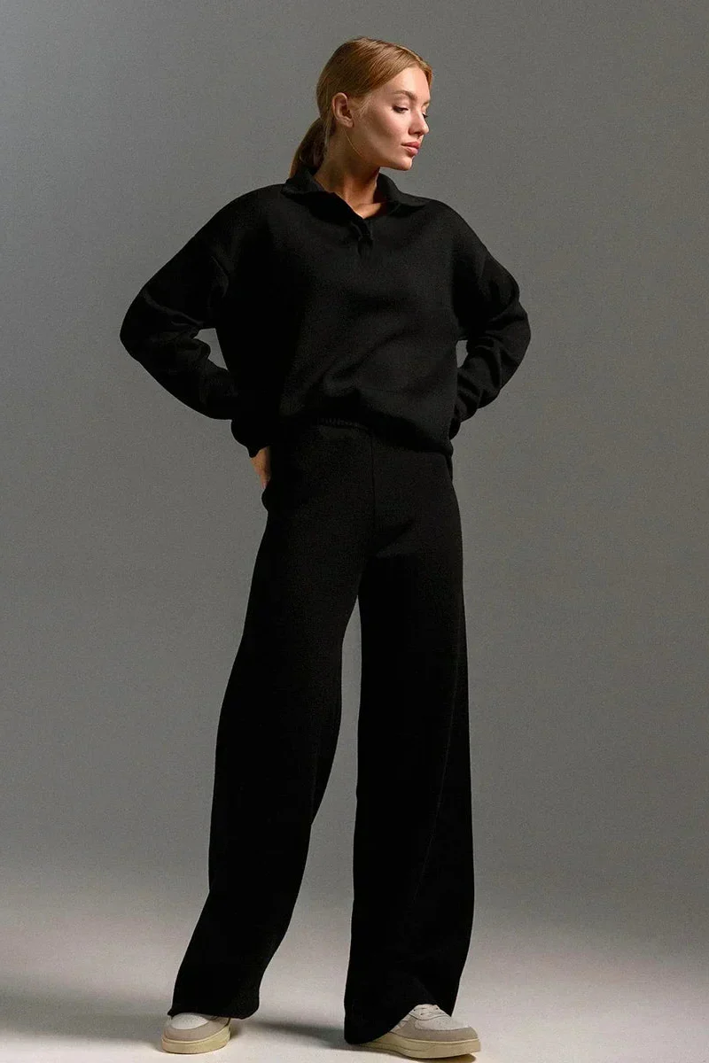 Ceylan Women’s Johnny Collar Sweater Set Wide Leg Silhouette - Image 7