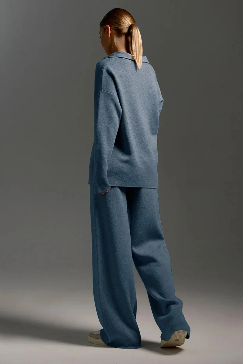 Ceylan Women’s Johnny Collar Sweater Set Wide Leg Silhouette - Image 8