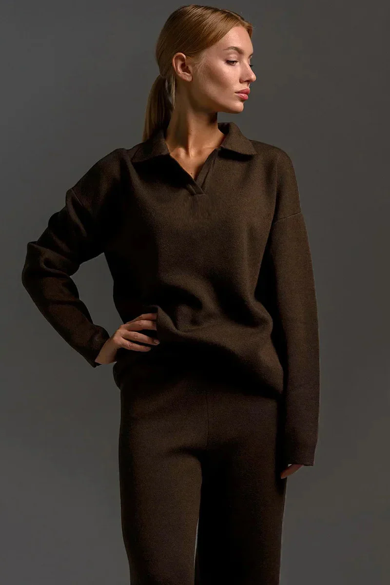 Ceylan Women’s Johnny Collar Sweater Set Wide Leg Silhouette - Image 9
