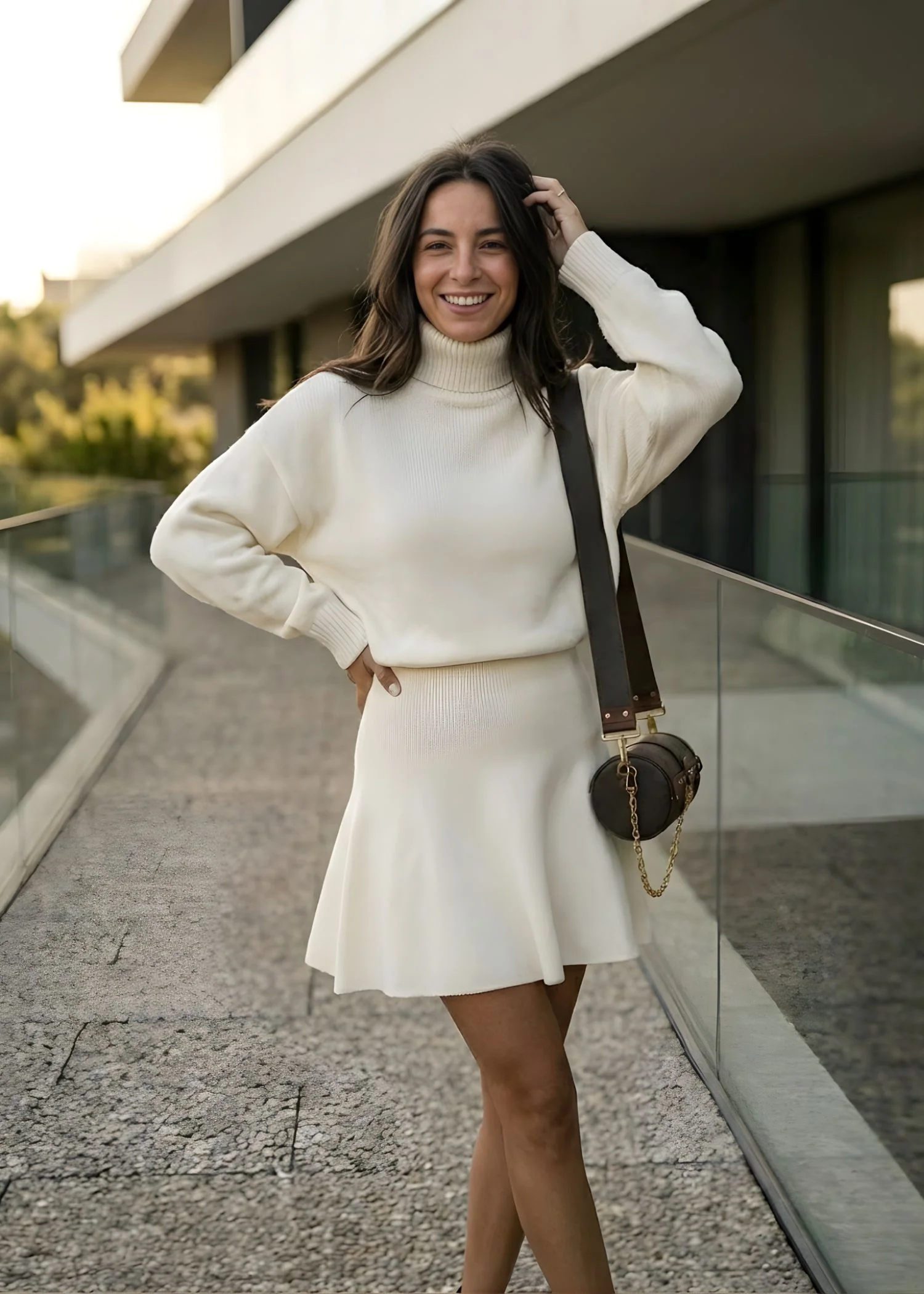 Women's Two Piece Turtleneck Sweater & Mini Skirt Set - Image 2