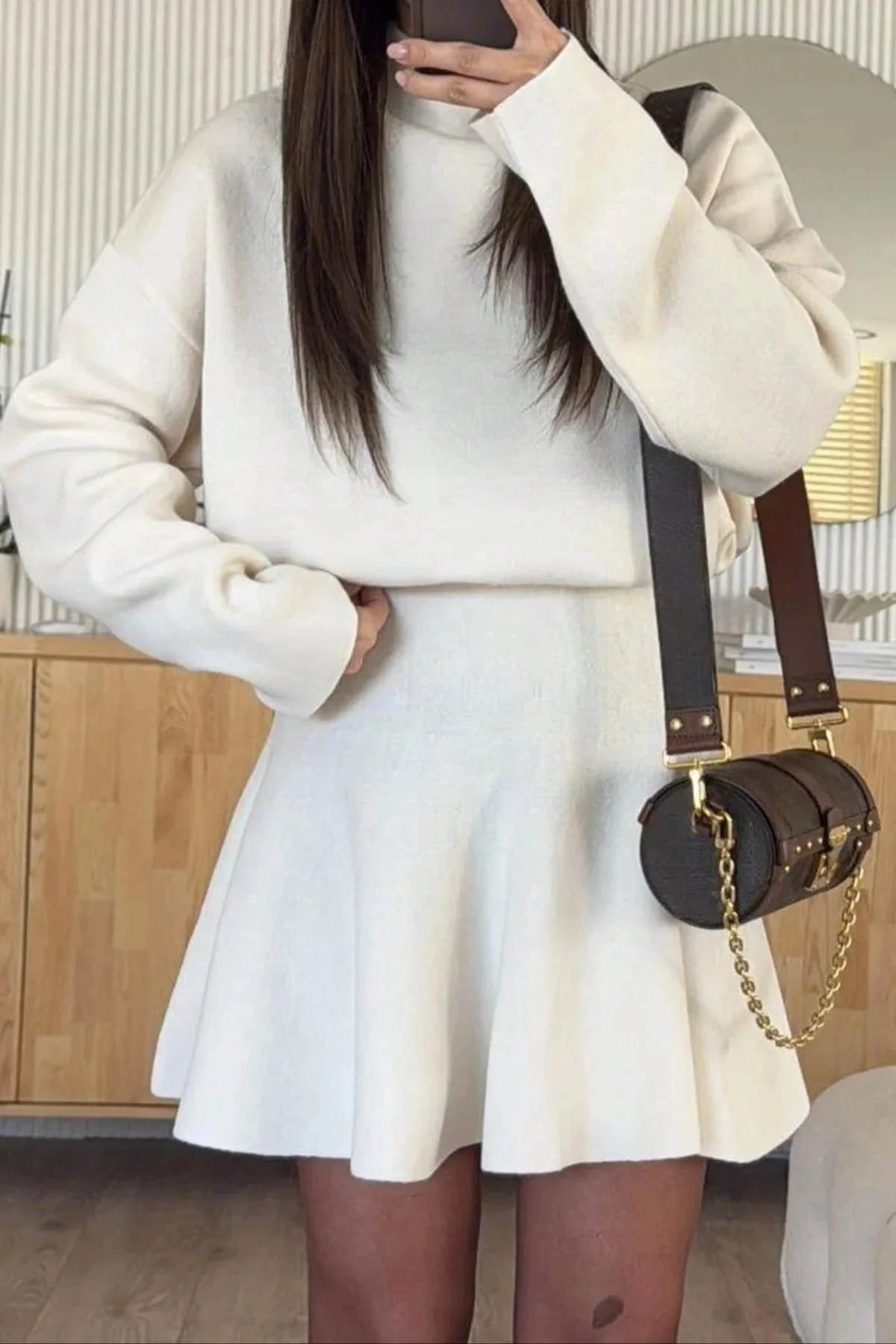 Women's Two Piece Turtleneck Sweater & Mini Skirt Set - Image 6