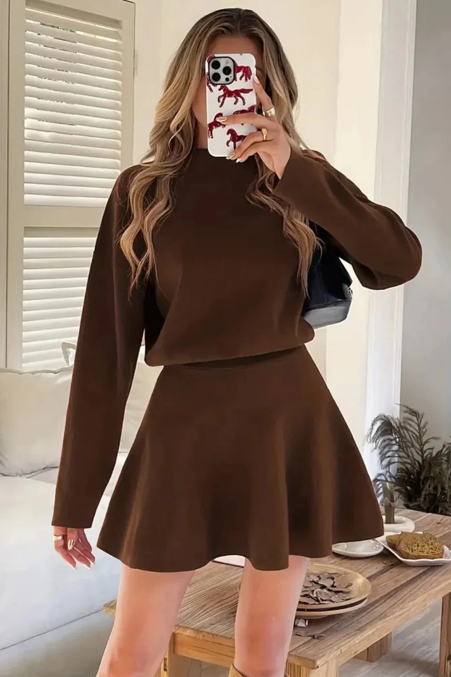 Women's Two Piece Turtleneck Sweater & Mini Skirt Set - Image 9