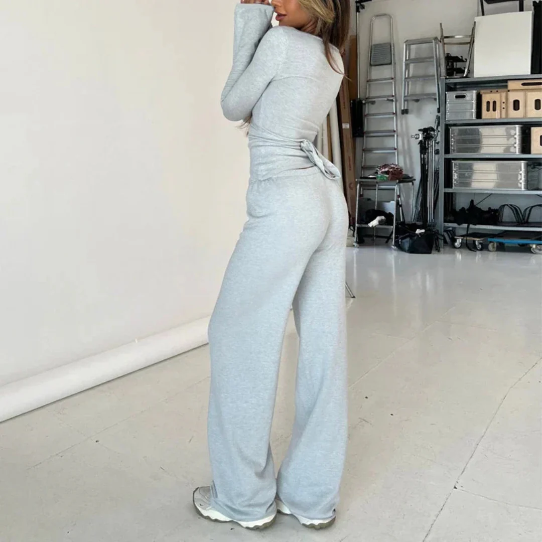 Ceylan Women¡¯s Knit Wrap Top & Wide Leg Trousers Set - Image 6