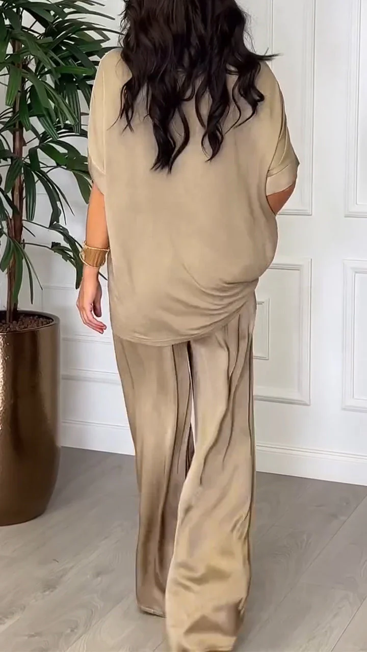 Ceylan Women’s Linen Blend Lounge Set with Wide Leg Pants - Image 5