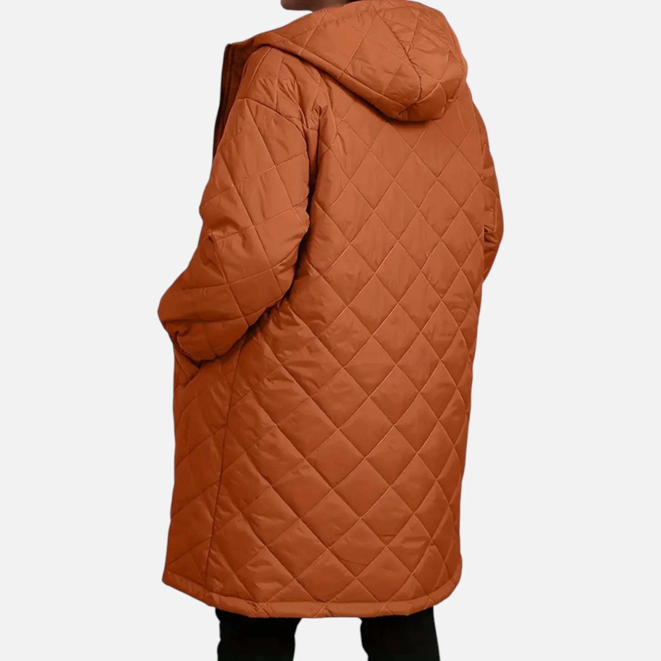 Ceylan Women’s Long Quilted Coat with Hood - Image 18
