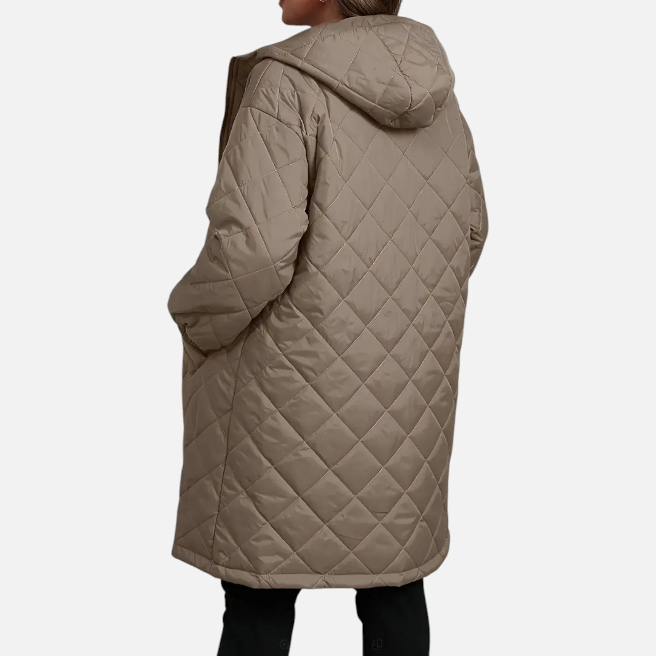 Ceylan Women’s Long Quilted Coat with Hood - Image 21
