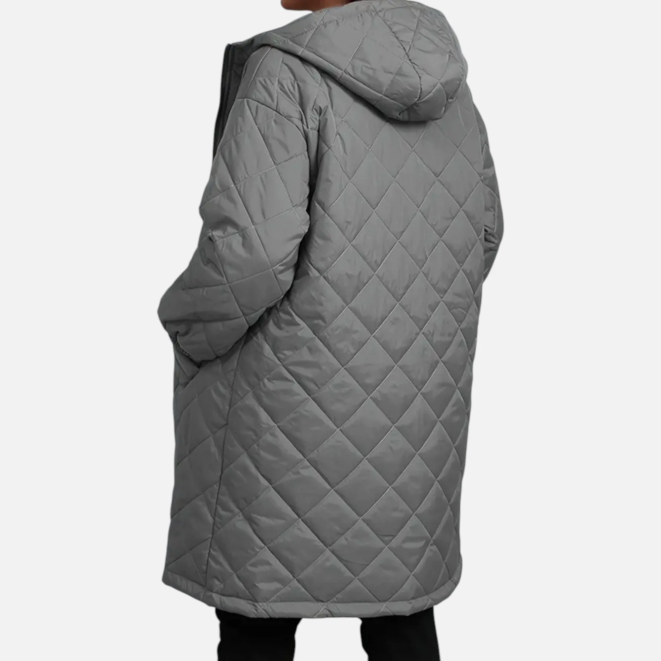 Ceylan Women’s Long Quilted Coat with Hood - Image 24