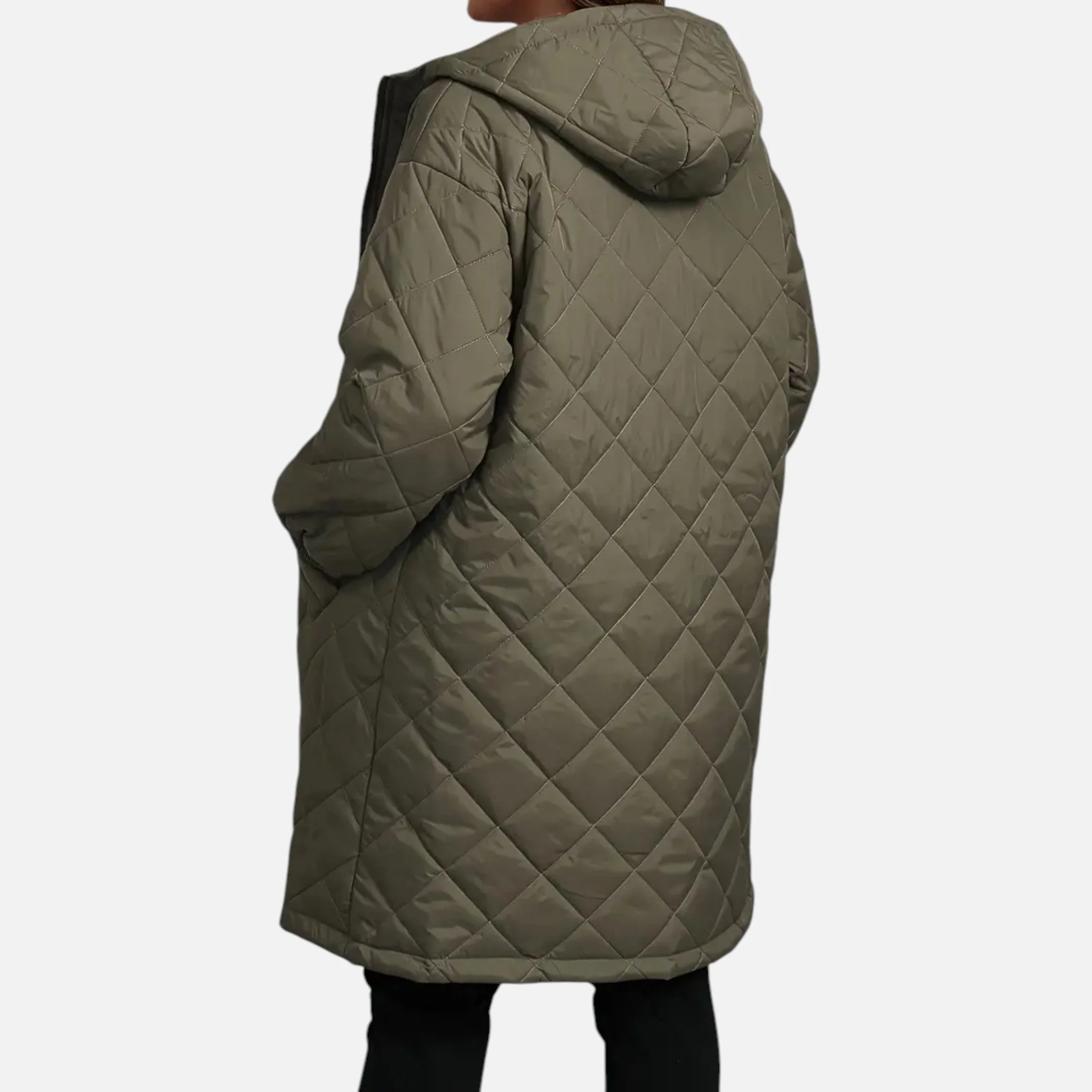 Ceylan Women’s Long Quilted Coat with Hood - Image 25