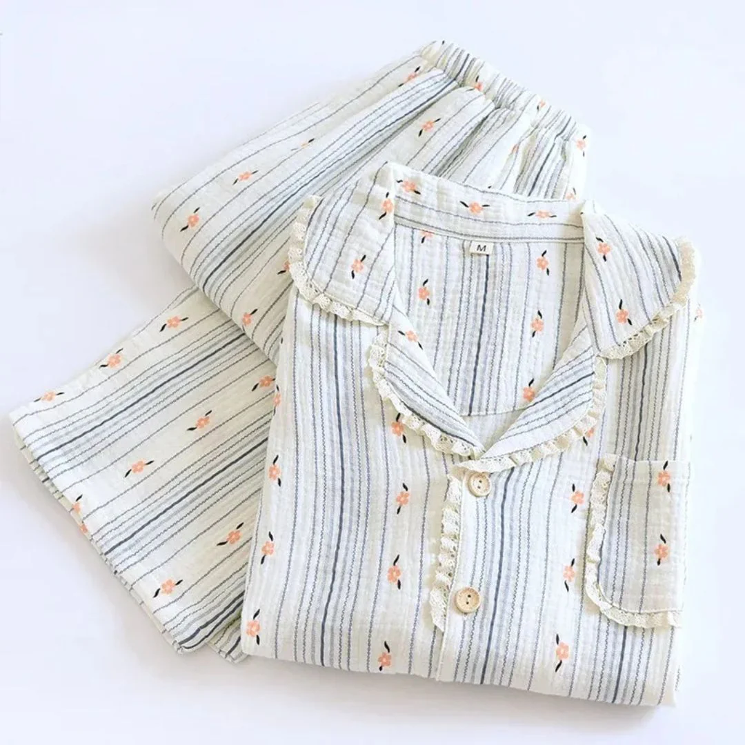 Ceylan Women’s Muslin Pajama Set Soft Cotton Gauze Lounge - Image 12