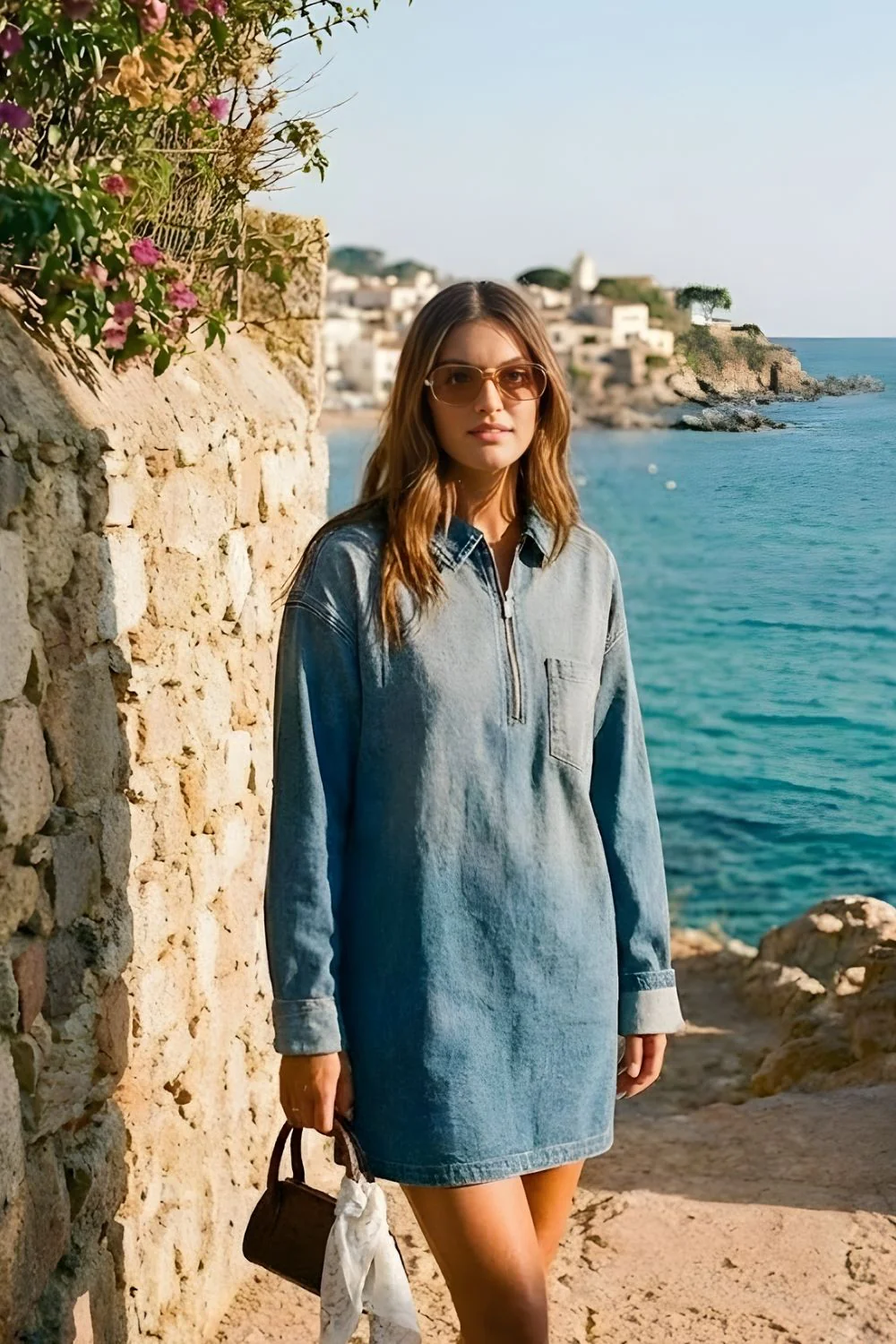 Ceylan Women’s Oversized Denim Shirt Dress with Pockets - Image 2