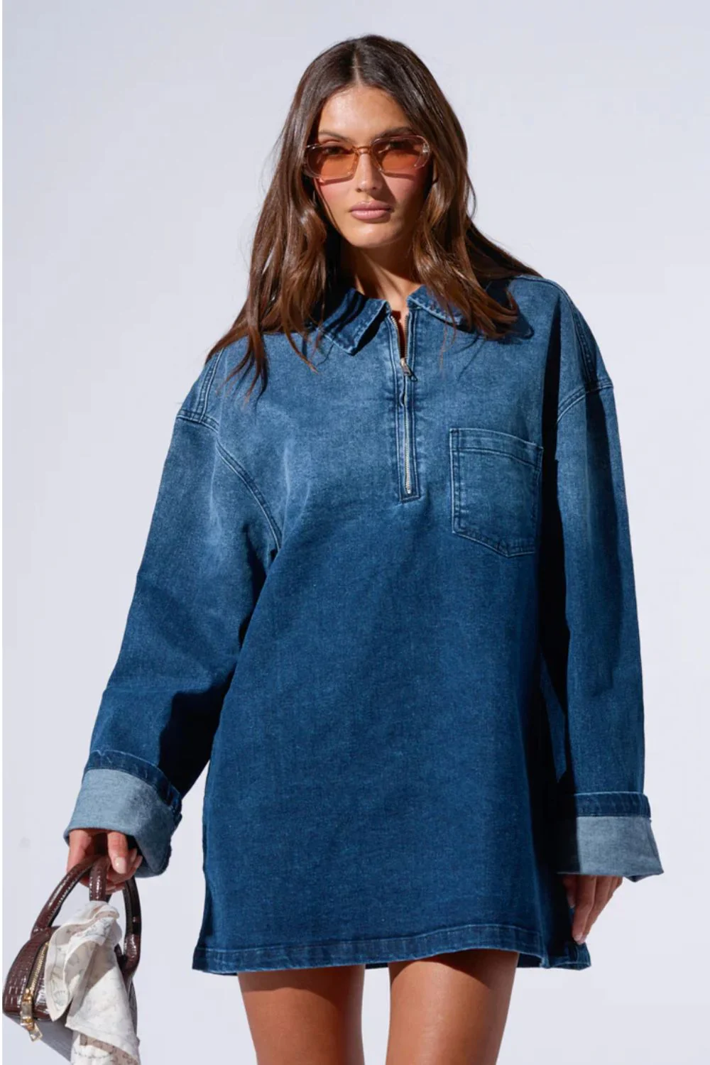 Ceylan Women’s Oversized Denim Shirt Dress with Pockets - Image 4