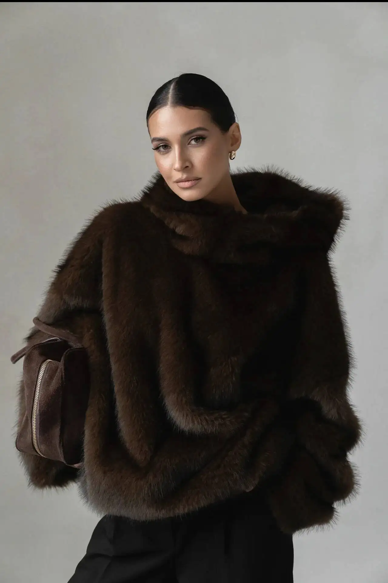 Ceylan Women’s Oversized Faux Fur Hoodie Plush Pullover - Image 4