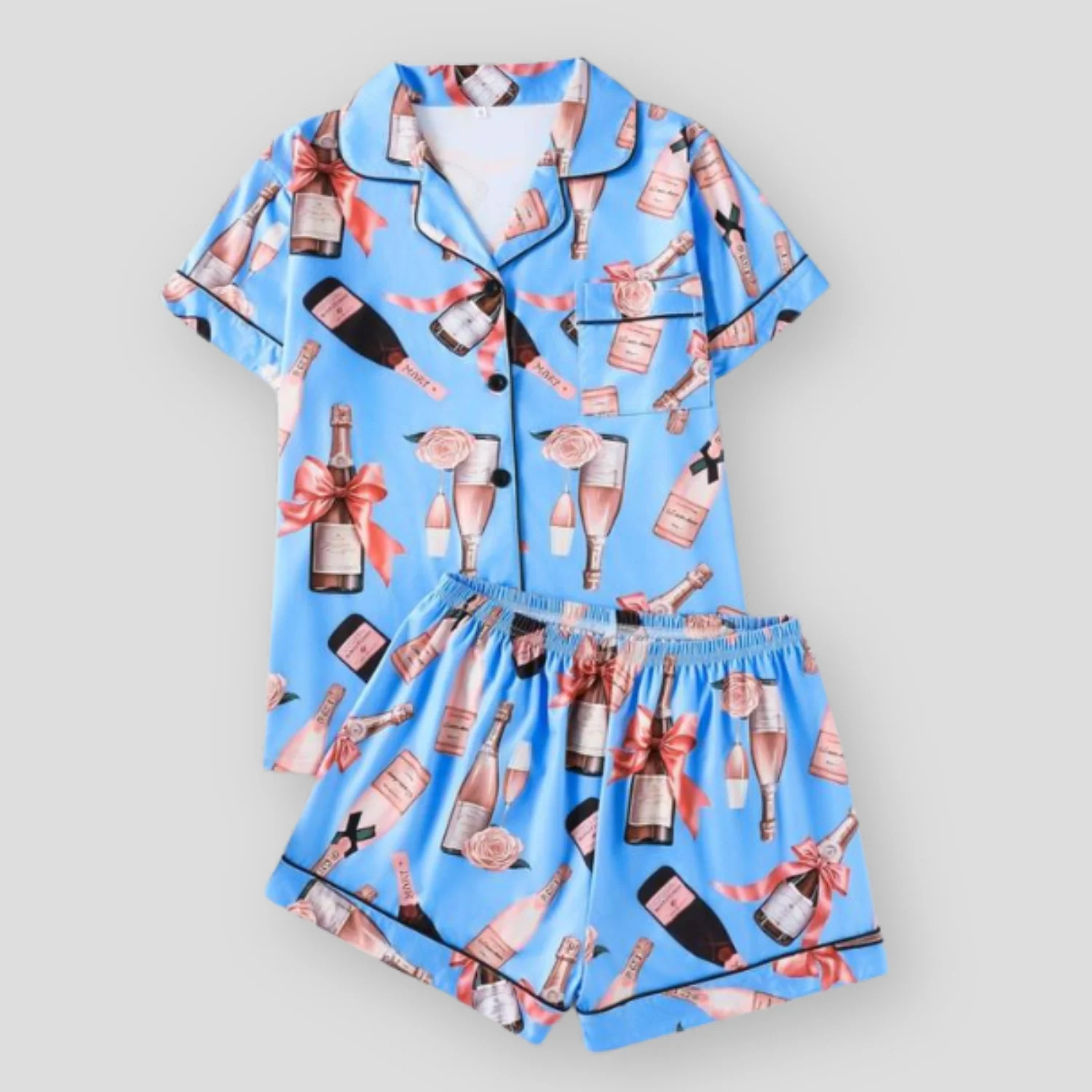 Ceylan Women¡¯s Pajama Set Silky Short Loungewear - Image 3