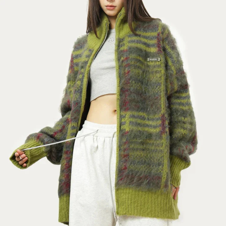 Ceylan Women’s Plaid Fuzzy Fleece Zip Up Winter Jacket - Image 5