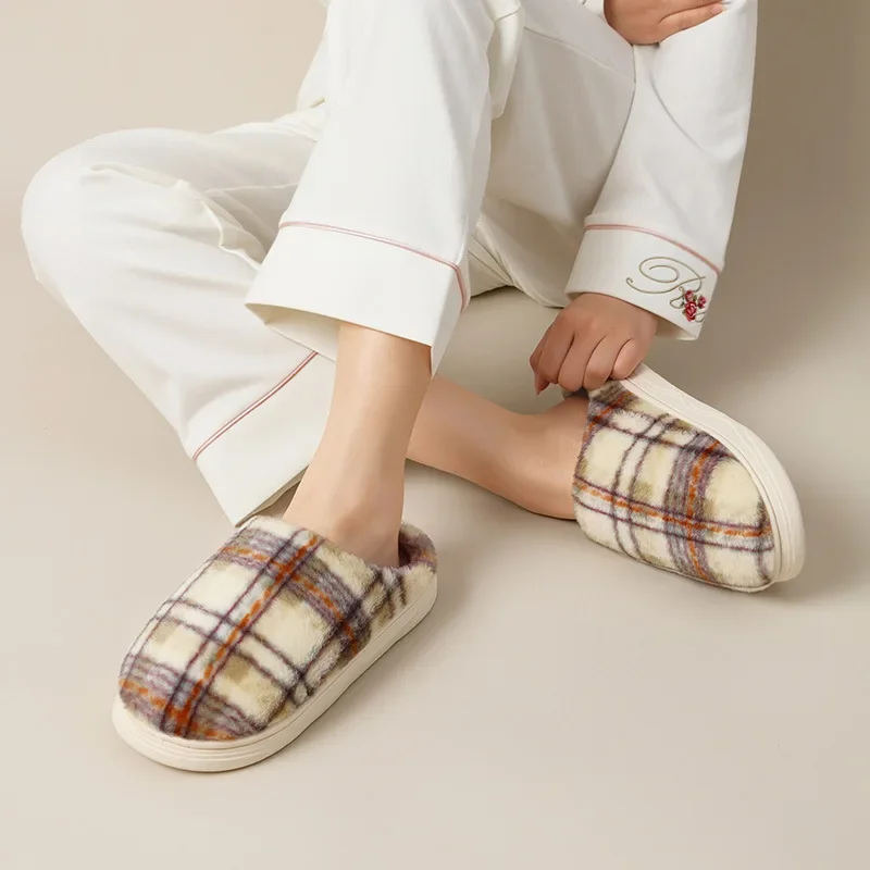 Ceylan Women’s Plaid House Slippers Warm Fleece Scuffs - Image 10