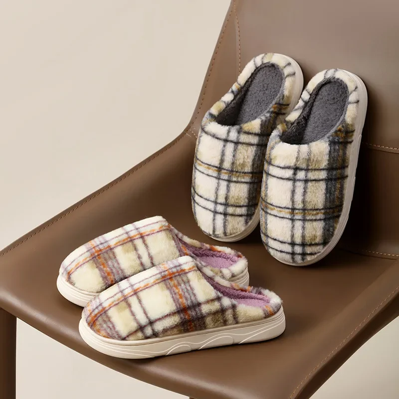 Ceylan Women’s Plaid House Slippers Warm Fleece Scuffs - Image 9