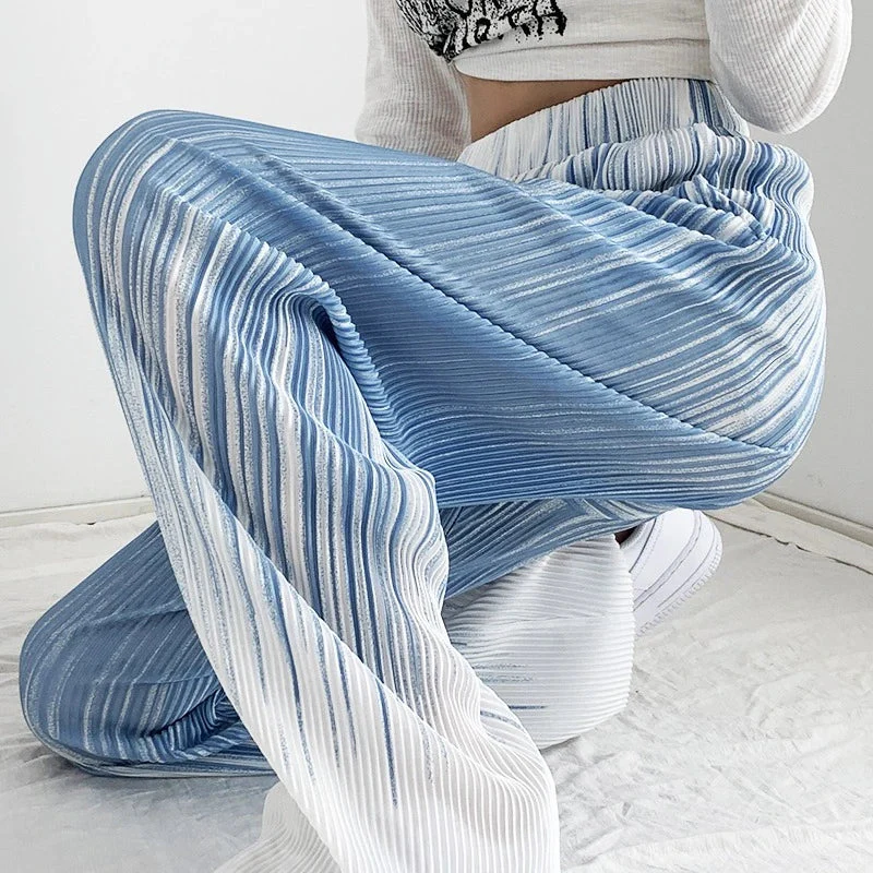 Ceylan Women’s Pleated Wide Leg Trousers Ombre Gradient - Image 3