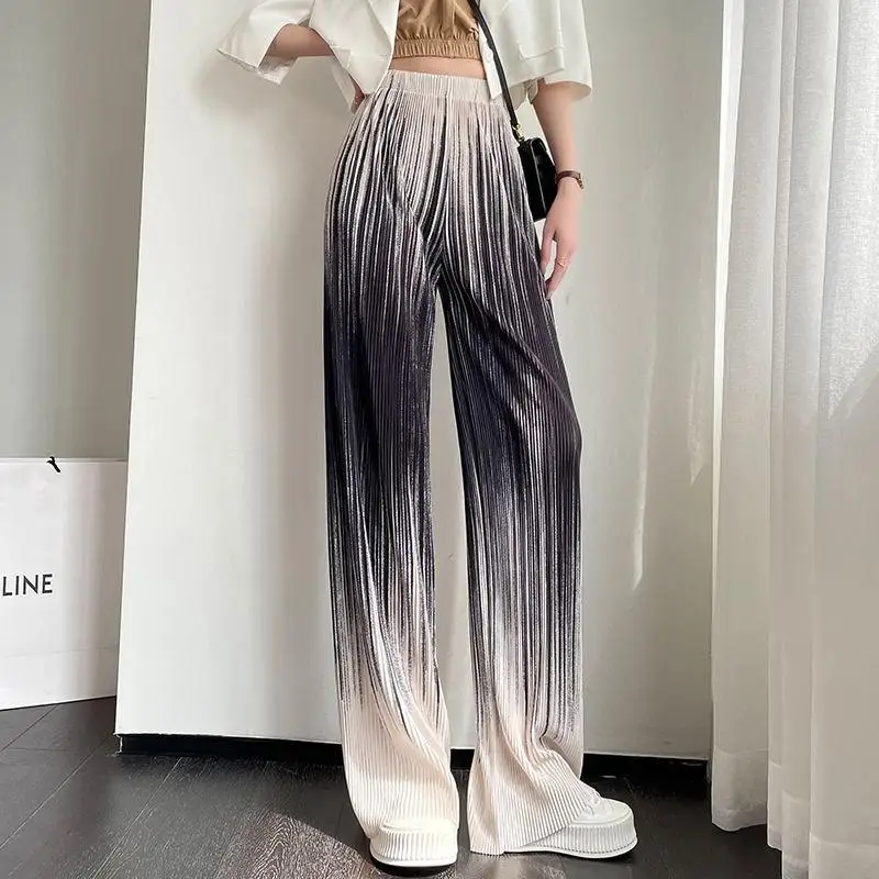 Ceylan Women’s Pleated Wide Leg Trousers Ombre Gradient - Image 4
