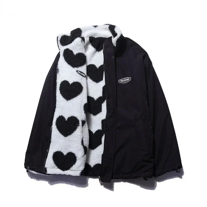 Ceylan Women¡¯s Reversible Heart Fleece Jacket Oversized - Image 2
