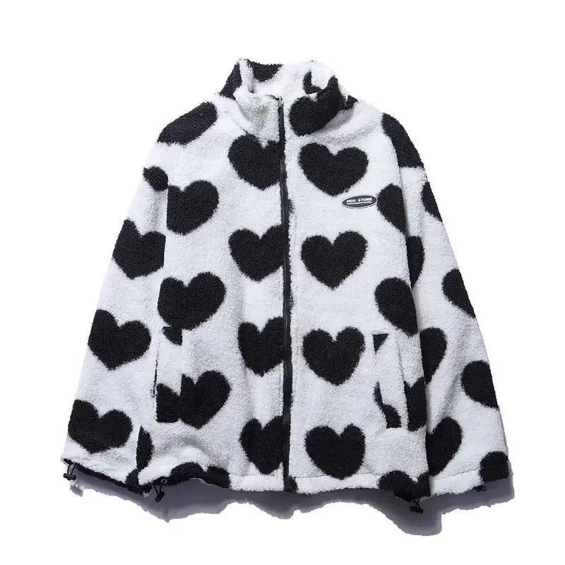 Ceylan Women¡¯s Reversible Heart Fleece Jacket Oversized - Image 7