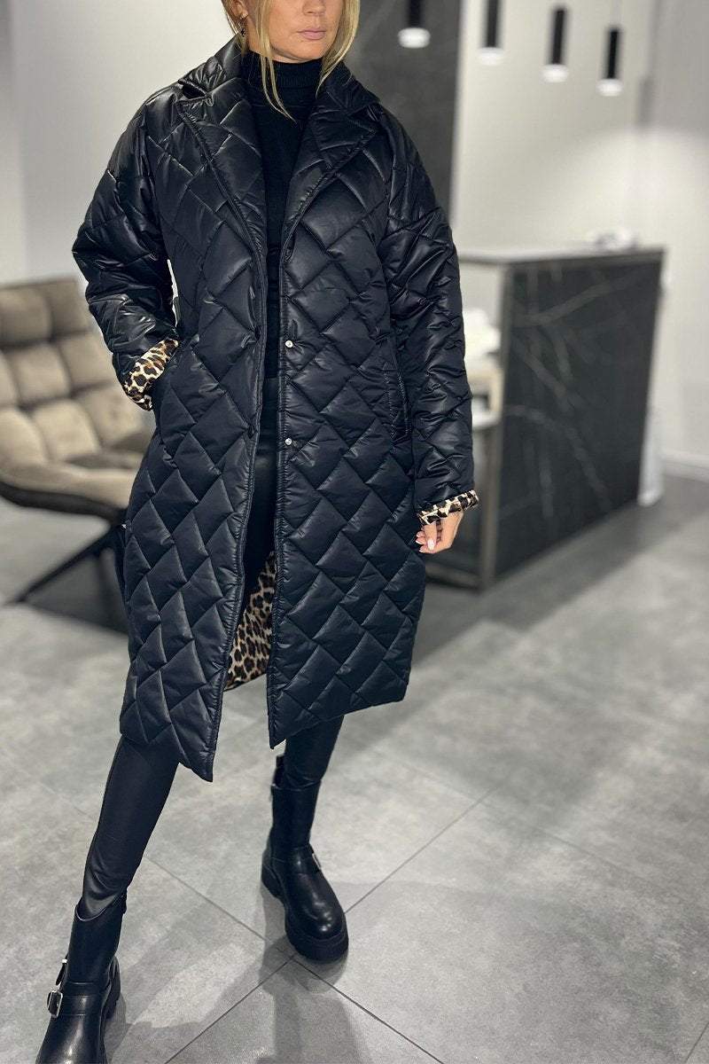 Ceylan Women¡¯s Reversible Quilted Coat with Leopard Print Lining - Image 2
