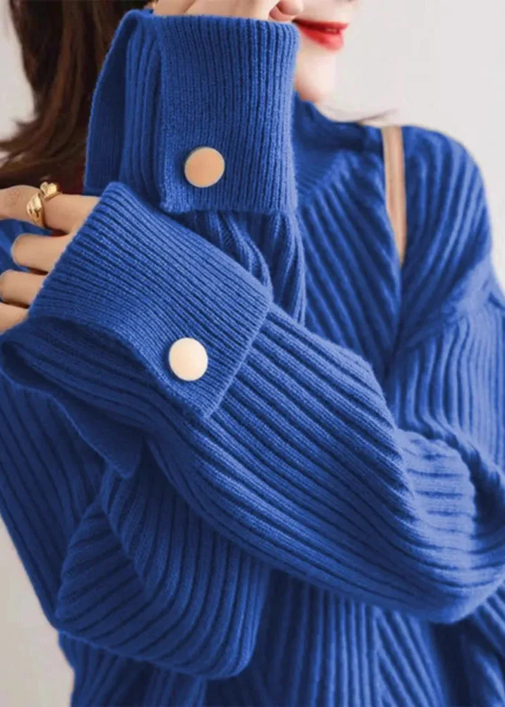 Ceylan Women¡¯s Ribbed Knit Funnel Neck Wide Cuff Sweater - Image 2