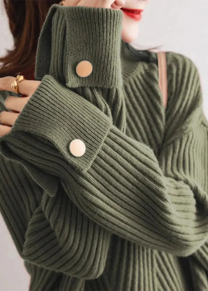 Ceylan Women¡¯s Ribbed Knit Funnel Neck Wide Cuff Sweater - Image 3