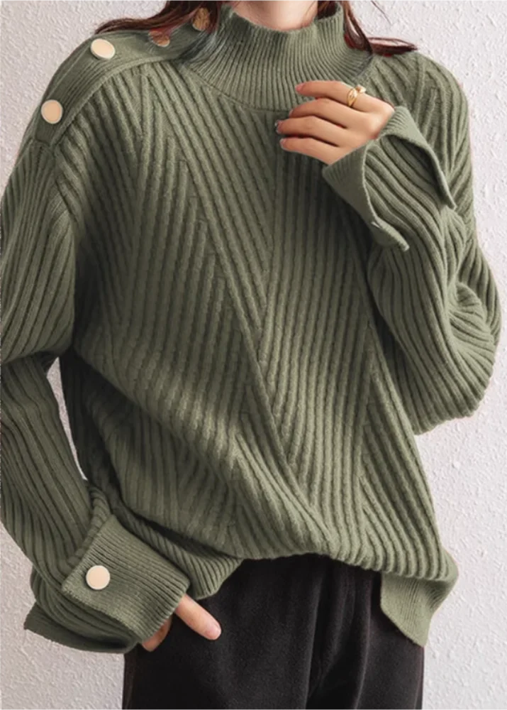 Ceylan Women¡¯s Ribbed Knit Funnel Neck Wide Cuff Sweater - Image 5