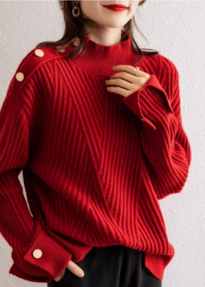 Ceylan Women¡¯s Ribbed Knit Funnel Neck Wide Cuff Sweater - Image 6