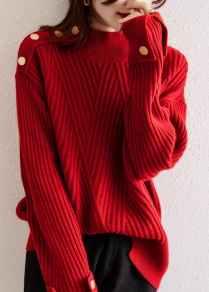 Ceylan Women¡¯s Ribbed Knit Funnel Neck Wide Cuff Sweater - Image 7
