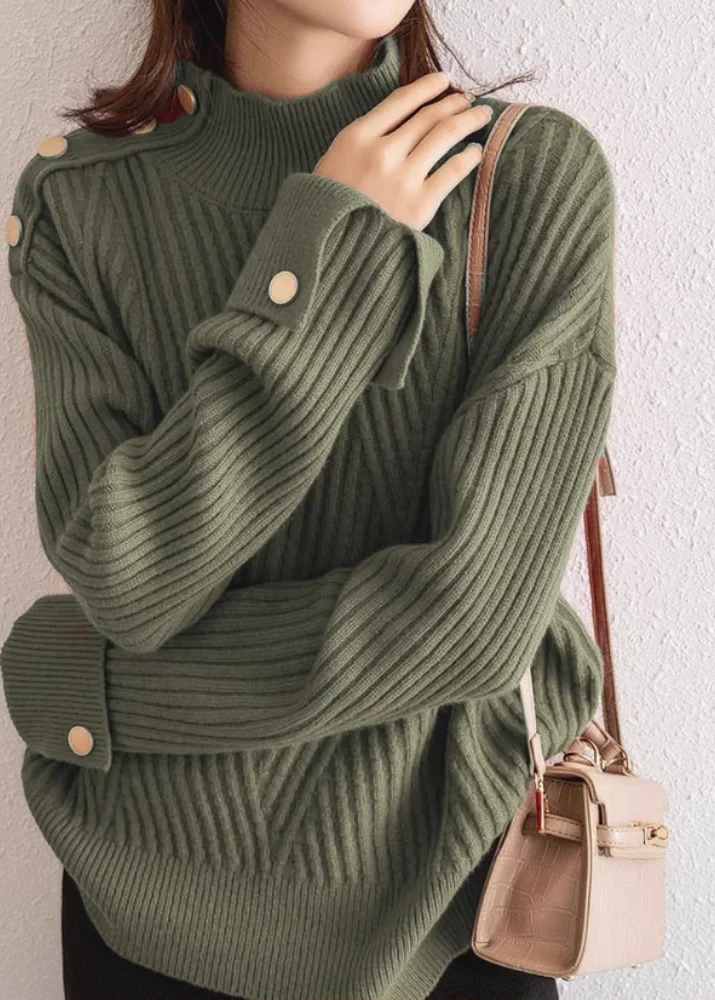 Ceylan Women¡¯s Ribbed Knit Funnel Neck Wide Cuff Sweater - Image 9