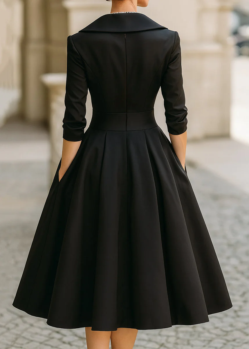 Ceylan Women’s Satin Midi Dress with Draped Collar and Pockets - Image 10