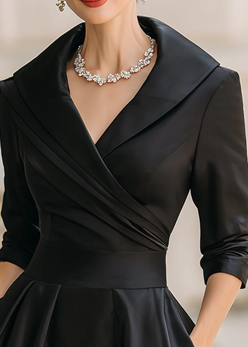 Ceylan Women’s Satin Midi Dress with Draped Collar and Pockets - Image 8