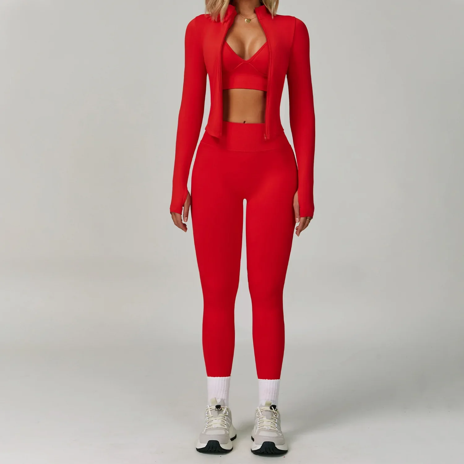 Ceylan  Women¡¯s Seamless High Waist Ribbed Yoga & Gym Set (3-Piece) - Image 7