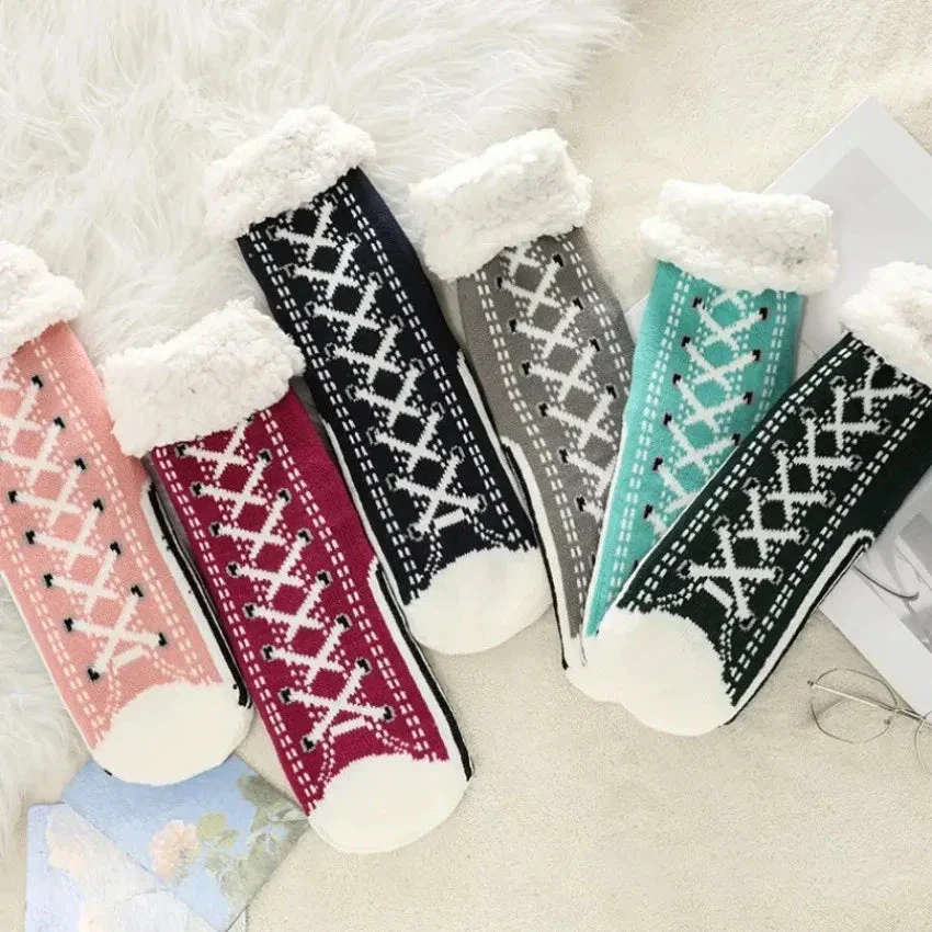 Ceylan Women’s Sherpa Lined Slipper Socks With Grippers - Image 10