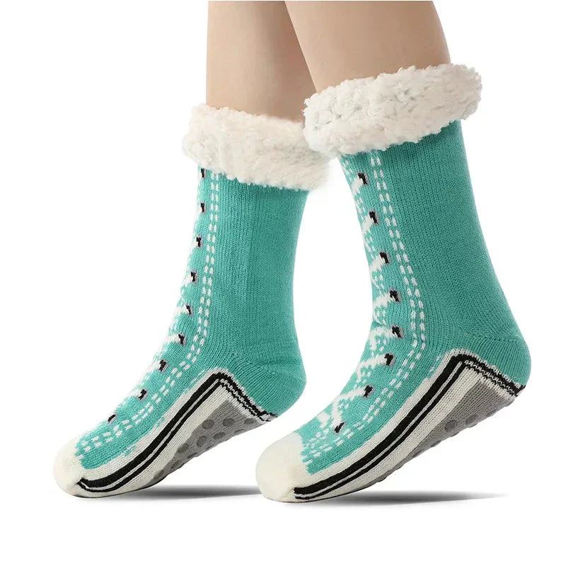 Ceylan Women’s Sherpa Lined Slipper Socks With Grippers - Image 5