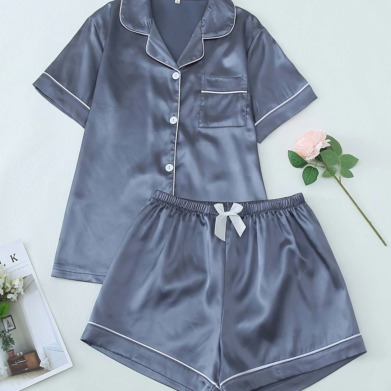 Ceylan Women’s Short Satin Pajama Set & Loungewear - Image 8