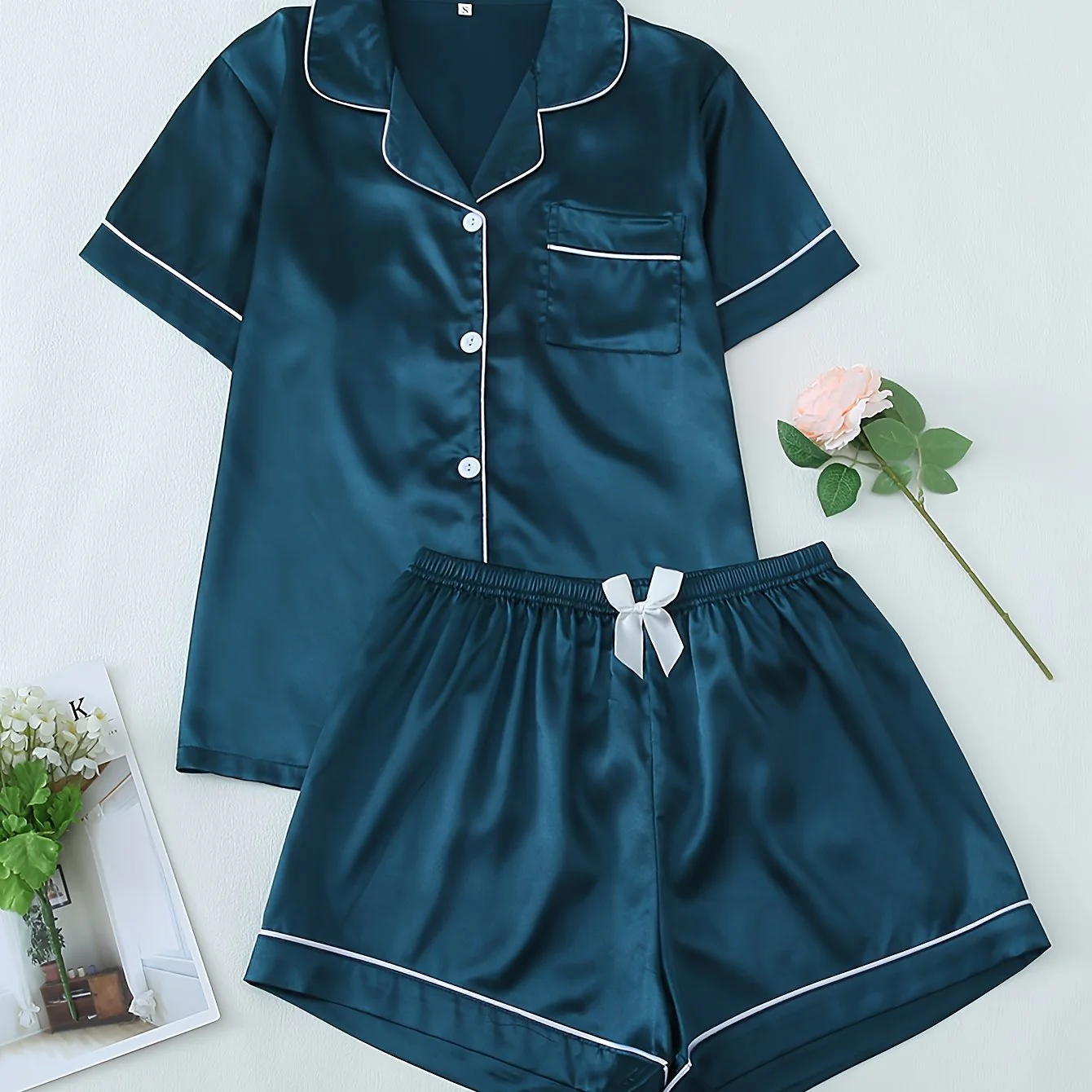Ceylan Women’s Short Satin Pajama Set & Loungewear - Image 9