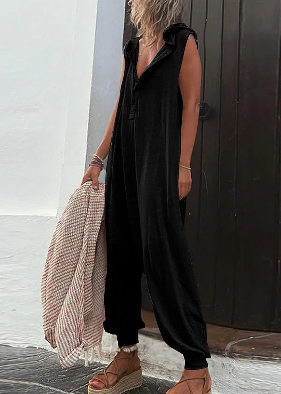 Ceylan Women’s Sleeveless Hooded Jumpsuit with Half Button Front - Image 10