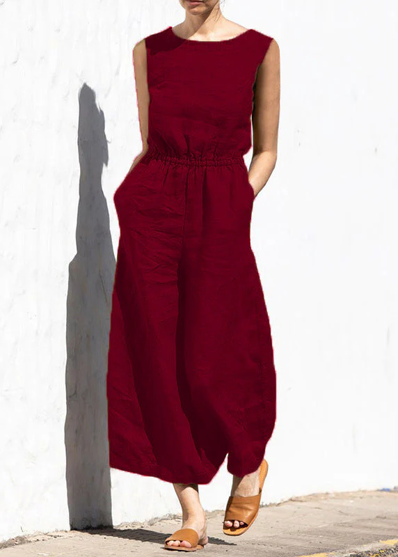 Ceylan Women's Sleeveless Wide Leg Jumpsuit with High Elastic Waist - Image 6