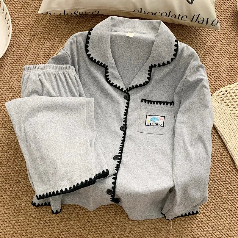 Ceylan Women’s Soft Cotton Pajama Set Contrast Stitching - Image 3