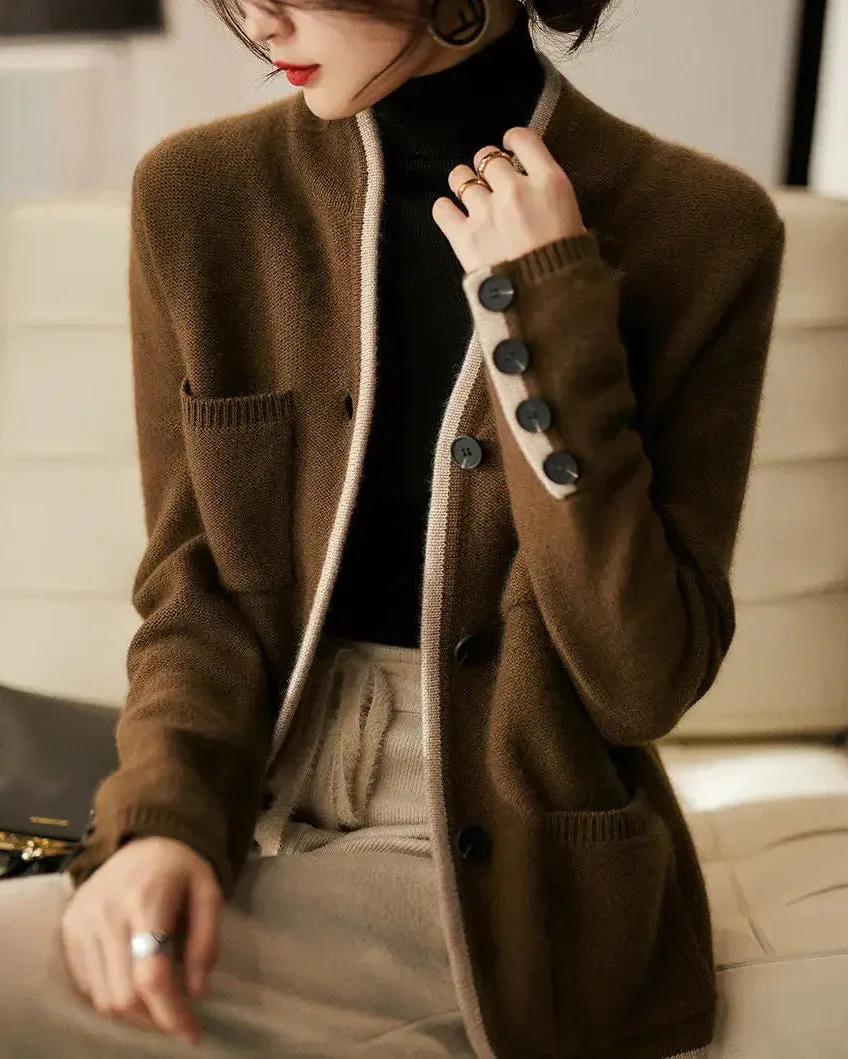 Ceylan Women’s Soft Knit Cardigan V-Neck Button Sweater - Image 3