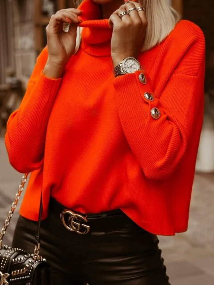 Ceylan Women’s Sweater Oversized Ribbed Turtleneck Knit - Image 5