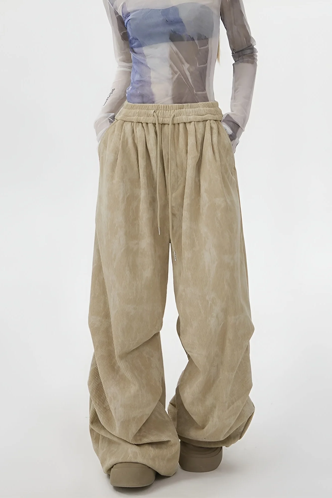 Ceylan Women’s Wide Leg Corduroy Pants High Waist Baggy Fit - Image 13