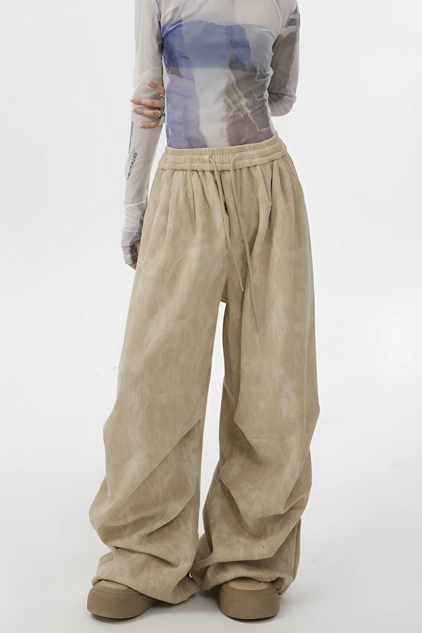 Ceylan Women’s Wide Leg Corduroy Pants Oversized Baggy Fit - Image 5