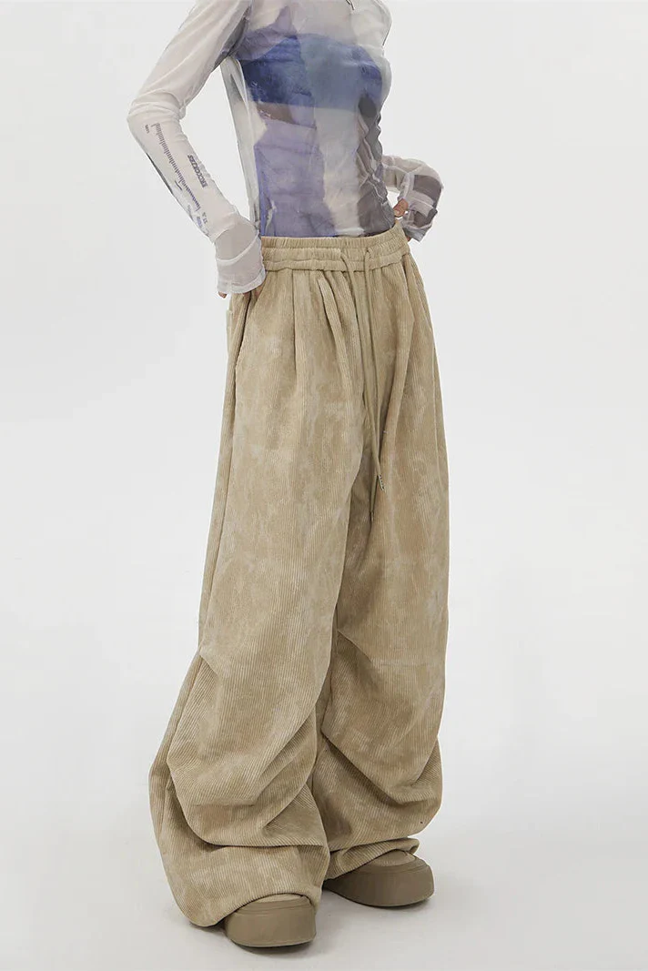 Ceylan Women’s Wide Leg Corduroy Pants Oversized Baggy Fit - Image 9