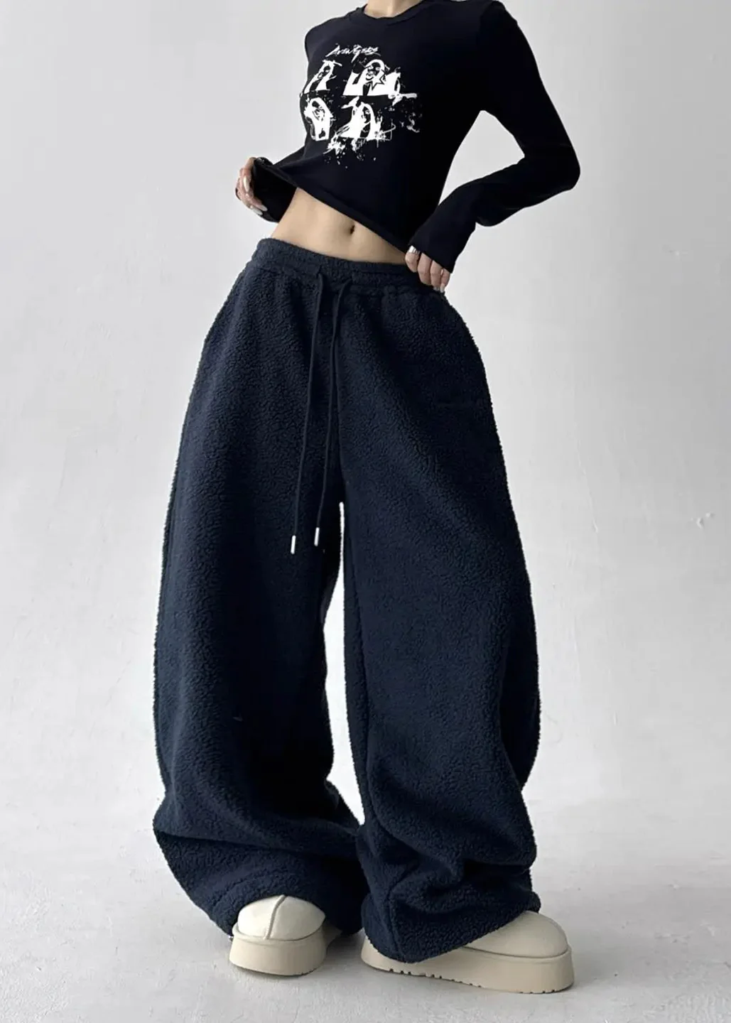 Ceylan Women’s Wide Leg Fleece Pants High Waist Thermal - Image 5